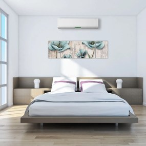 Obraz - Kwiaty na teksturze (170x50 cm)