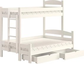 Łóżko piętrowe Lovic 90x200/120x200 z szufladami lewostronne - biały