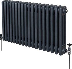 Tradycyjny grzejnik 3-kolumnowy - 600 x 832 mm - antracytowy szary