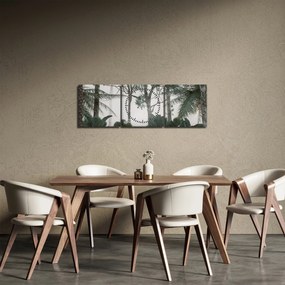 Obraz - dżungla w porannej mgle (z zegarem) (90x30 cm)