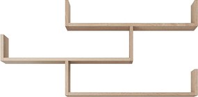 Trzypoziomowa półka wisząca, nowoczesna półka ścienna do salonu, 119 cm dąb sonoma