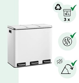 Jurhan Kosz do segregacji odpadów SORT, 54l (3x18l) + worki na śmieci, biała
