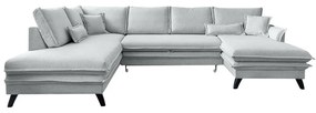 Jasnoszara rozkładana sofa w kształcie litery "U" Miuform Charming Charlie, lewostronna