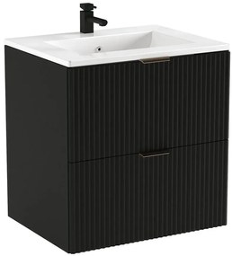 Czarna nowoczesna szafka wisząca z umywalką N2-R85