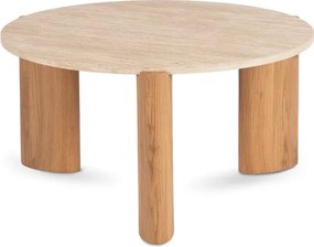 Stolik Kawowy TRAVERTINO MAX 80 cm Trawertyn/Dąb Japandi