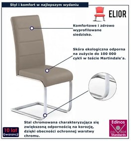Tapicerowane krzesło na płozach cappuccino - Felisa