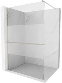 Mexen Kioto+ ścianka prysznicowa z półką Walk-in 70 x 200 cm, transparent/szron, nikiel szczotkowany - 800-070-121-97-35