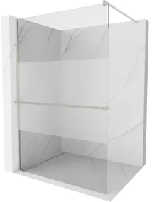 Mexen Kioto+ ścianka prysznicowa z półką Walk-in 70 x 200 cm, transparent/szron, nikiel szczotkowany - 800-070-121-97-35