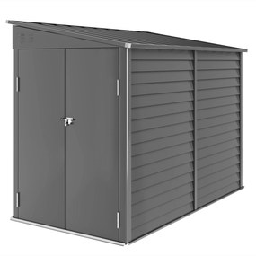 Outsunny Metalowy domek narzędziowy 3,5m² 143x270x202cm, szopa z dachem pulpitowym, zamykane podwójne drzwi, fundament, szczeliny wentylacyjne | Aosom PL