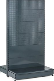 Regał sklepowy obustronny, ścianki perforowane, 1900 x 1000 x 900 mm, podstawowy, antracyt