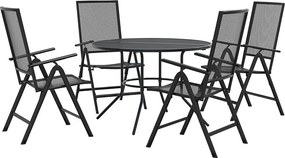 Zestaw 5 składanych krzeseł ogrodowych w antracycie - Elegancki design z proszkowo malowanej stali