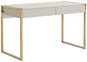 Biurko z 2 szufladami - MDF i metal - Beżowy i złoty - MASON marki Pascal Morabito