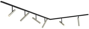 Nowoczesny system szynowy czarny z 6 beżowymi reflektorami 1-fazowymi - Slimline Avery