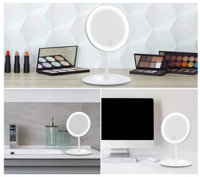 Lusterko do makijażu podświetlane led regulacja obracane - 3 odcienie bieli