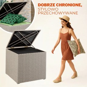 Polirattanowy pojemnik na schowek RICCO, 318L, 75x75x70 cm, kremowa Casaria