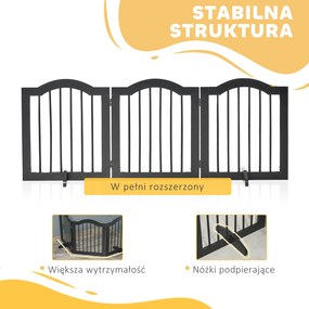 PawHut Bramka ochronna dla psa składana 3-częściowa stabilna MDF czarna 1545x295x61 cm | Aosom PL