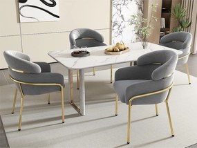 Zestaw 4 leżaków z weluru - z 4 złotymi metalowymi nogami - Szary