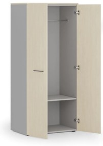 Szafa ubraniowa biurowa PRIMO GRAY, 1 półka, drążek do szafy, 800 x 500 x 1781 mm, szary/brzoza