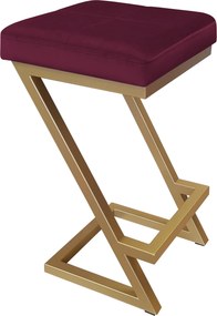 Hoker ZETA krzesło barowe tkanina Welur podstawa metalowa LOFT : Kolor Stelaża - Złoty, Kolor tkaniny - VELVET - MG02