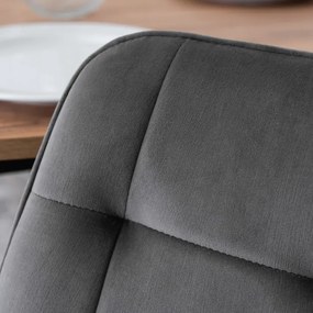 Krzesło Tapicerowane do Jadalni CHRIS Szare Welurowe Nowoczesne Loft