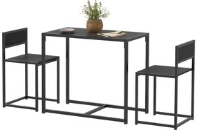 3-częściowy zestaw wysokiego stołu HOMCOM, zestaw 3-częściowy, 2 krzesła, 1 stół, 90 cm x 47 cm x 76 cm, czarny