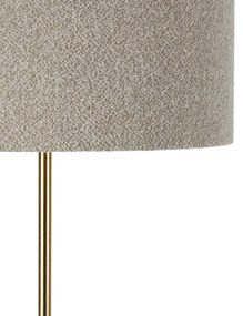 Nowoczesna lampa podłogowa mosiężna z abażurem boucle taupe 50cm - KasoDesignerski Oswietlenie wewnetrzne