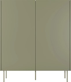 Komoda wysoka Desin 120 cm dwudrzwiowa z ukrytymi szufladami - oliwka / dąb nagano