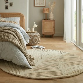 Beżowy okrągły dywan wełniany ø 160 cm Leaf – Flair Rugs