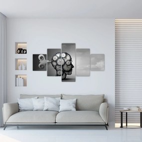 Artystyczny obraz głowy z zegarem (125x70 cm)