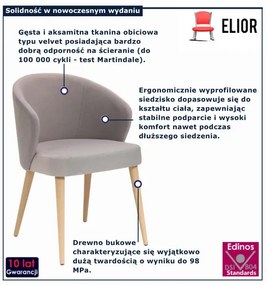 Tapicerowane szare krzesło na bukowych nogach B2-K52