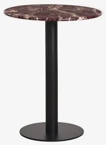 Okrągły Barowy Stół Z Naturalnego Kamienia Xiren Ø60 Cm & Czarny & Czerwony Marmur Cherry Gold - Sklum
