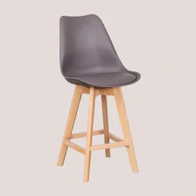 Wysoki Stołek Z Poduszką Z Ekoskóry Nordic Szary Kret & ↑65 Cm - Sklum