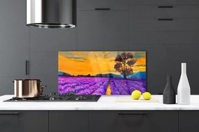 Szkło do Kuchni na Ścianę Rozległe Pole Pod Niebem