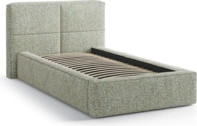 Zielone tapicerowane łóżko jednoosobowe ze schowkiem ze stelażem 90x200 cm Darren – Micadoni