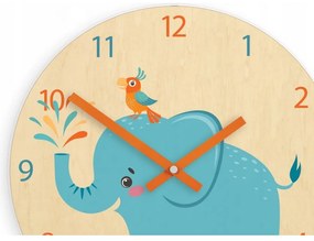 Zegar na ścianę cichy do pokoju dziecięcego drewniany nowoczesny słonik