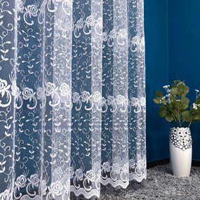 Firana haftowana Rose biała tiul-siatka rozświetlająca wnętrze wys. 280 cm