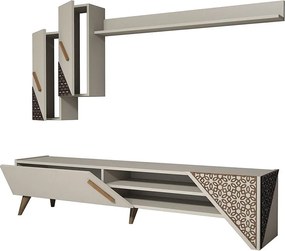 Nowoczesny stolik RTV – 180 cm – kremowy – melamina