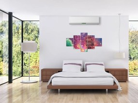 Obraz - Statek z kosmicznym niebem (125x70 cm)
