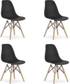 Krzesło Valora OSAKA, czarne, naturalne nogi, do salonu, x4