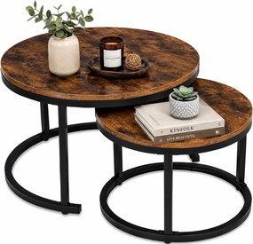 Komplet 2 okrągłych stolików kawowych loft W3-H29