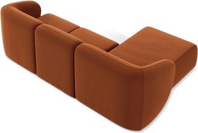 Aksamitny narożnik (lewostronny/z szezlongiem) w kolorze terakoty Lani – Makamii