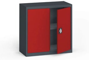 Szafa metalowa, 800 x 800 x 400 mm, 1 półka, antracyt/czerwona