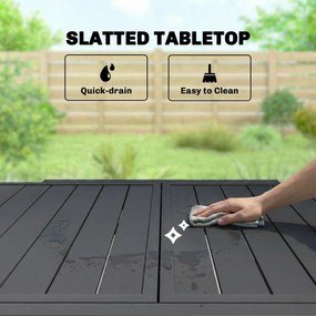 Outsunny Rozkładany Stół Ogrodowy 80/160 x 80 cm Aluminiowy Stół Jadalniany na 4-6 Osób, Prostokątny z Lamelowym Blatem | Aosom PL