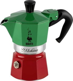 Bialetti La Mokina Italia - Mini włoski ekspres do espresso 40 ml trójkolorowy, aluminium, 1 filiżanka, wszystkie rodzaje kuchenek oprócz indukcyjnej