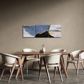 Obraz - Teksturowane kształty (z zegarem) (90x30 cm)
