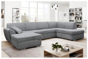 Rozkładany narożnik SERPA z pojemnikiem w kształcie U, prawostronny, szary