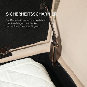 HOMCOM Tapicerowana ławka welurowa z podłokietnikami i miejscem do przechowywania beżowa 107x42x65 cm | Aosom PL