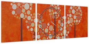 Obraz - Pomarańczowy las (z zegarem) (90x30 cm)