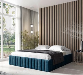 Granatowe nowoczesne łóżko z pojemnikiem 5 rozmiarów E1-W83