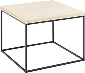 Kwadratowy stolik kawowy Barossa Actona 60x60 cm, beżowy trawertyn/czarny